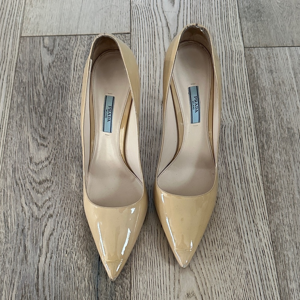 Prada Nude Patent Leather Heels